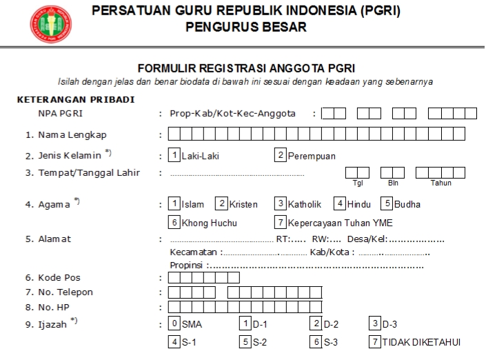 Pendaftaran PGRI Berau - Persatuan Guru Republik Indonesia Cabang Berau